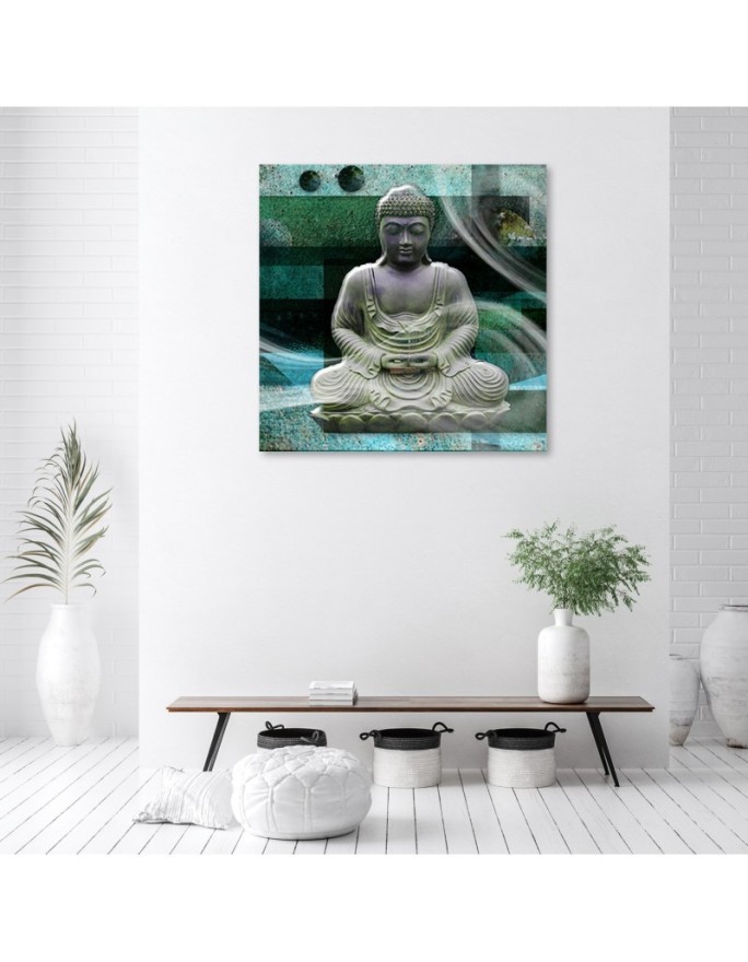 Nowoczesne obrazy na ścianę - Siedzący budda Zielony | FEEBY