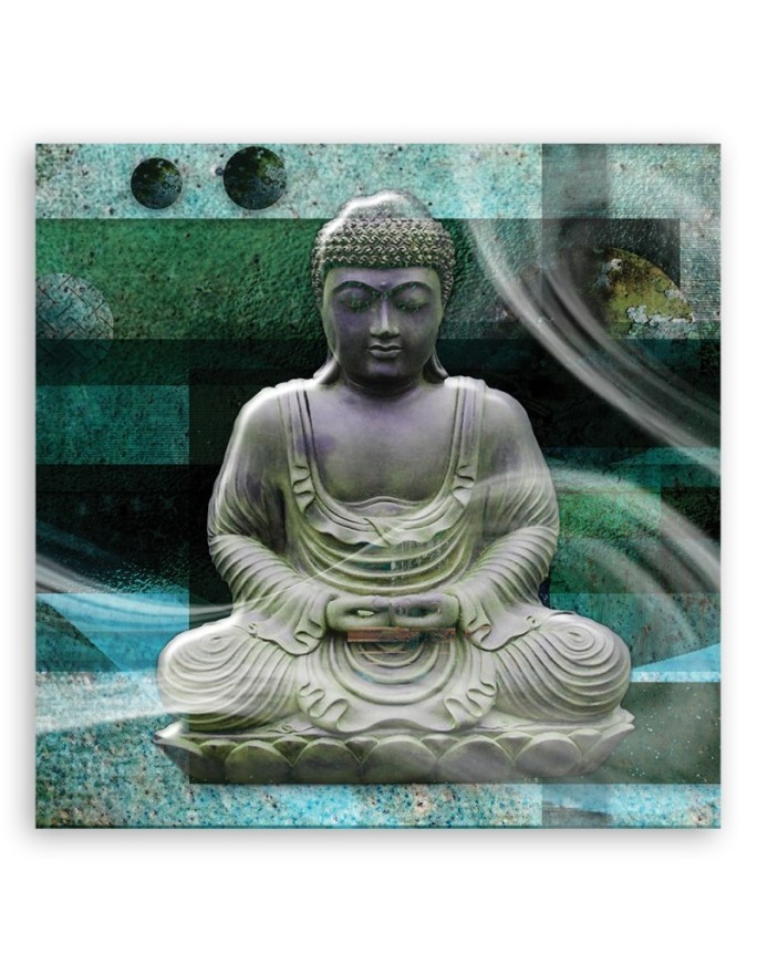 Nowoczesne obrazy na ścianę - Siedzący budda Zielony | FEEBY