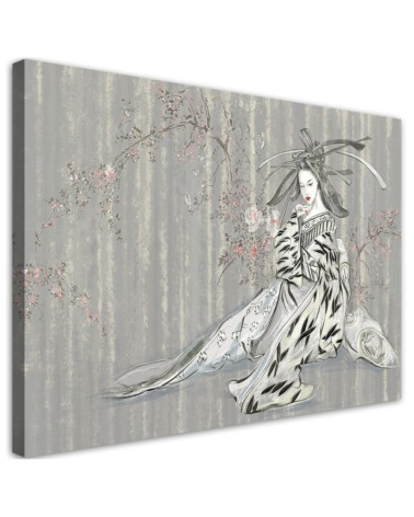 Traditional Japanese geisha - Abstract painting on canvas | FEEBY