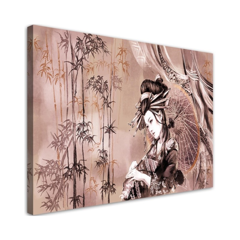 Leinwandbild - Geisha und Bambus | Feeby