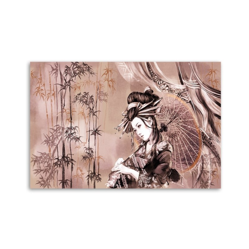Leinwandbild - Geisha und Bambus | Feeby