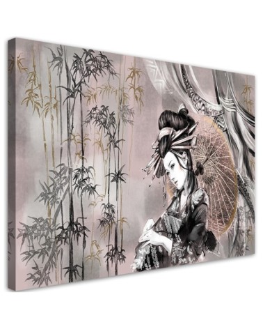 Bild auf Leinwand - Geisha und Bambus | Feeby