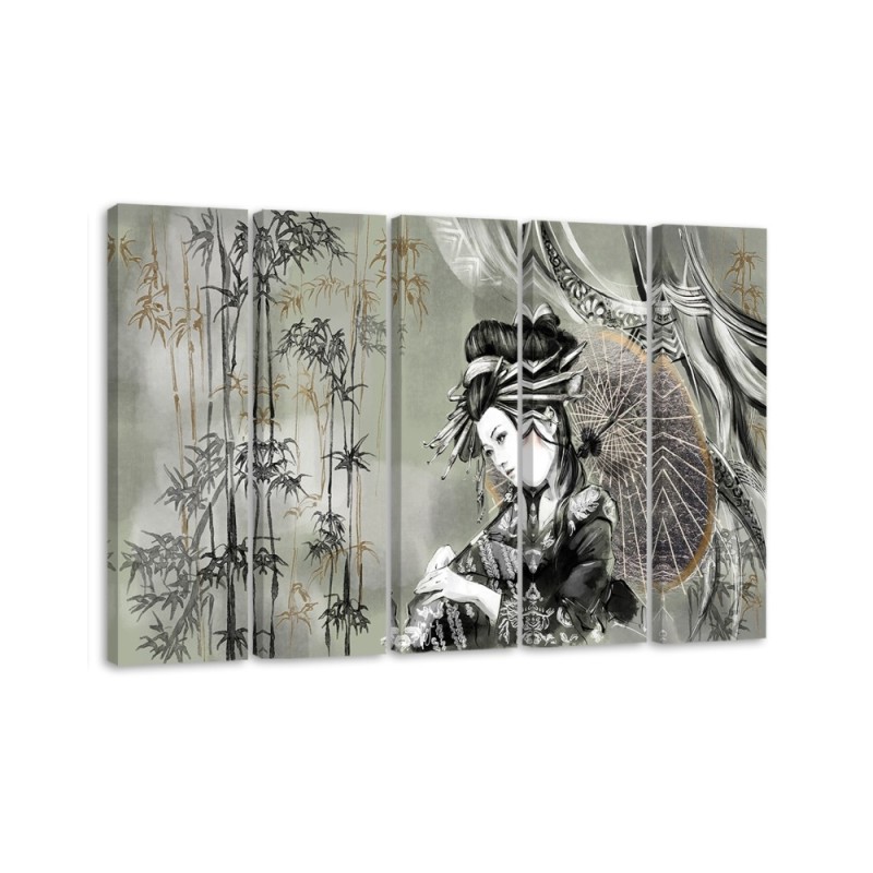 Leinwandbild - Geisha und Bambus | Feeby