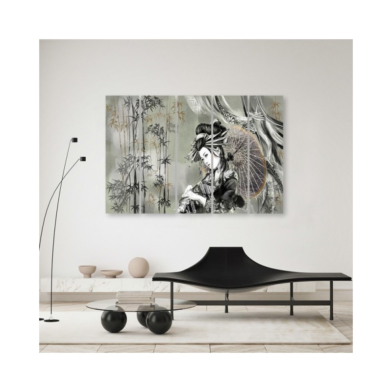Leinwandbild - Geisha und Bambus | Feeby