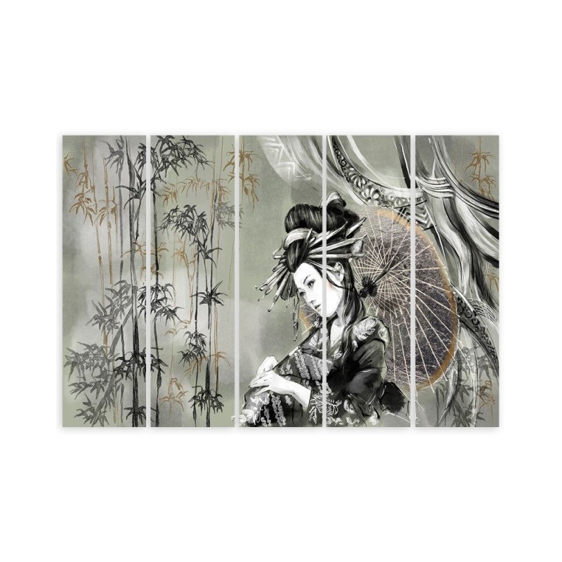 Leinwandbild - Geisha und Bambus | Feeby
