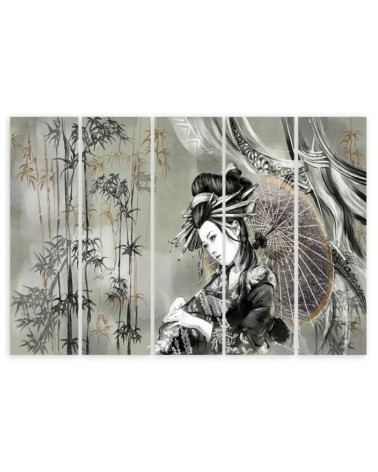 Leinwandbild - Geisha und Bambus | Feeby