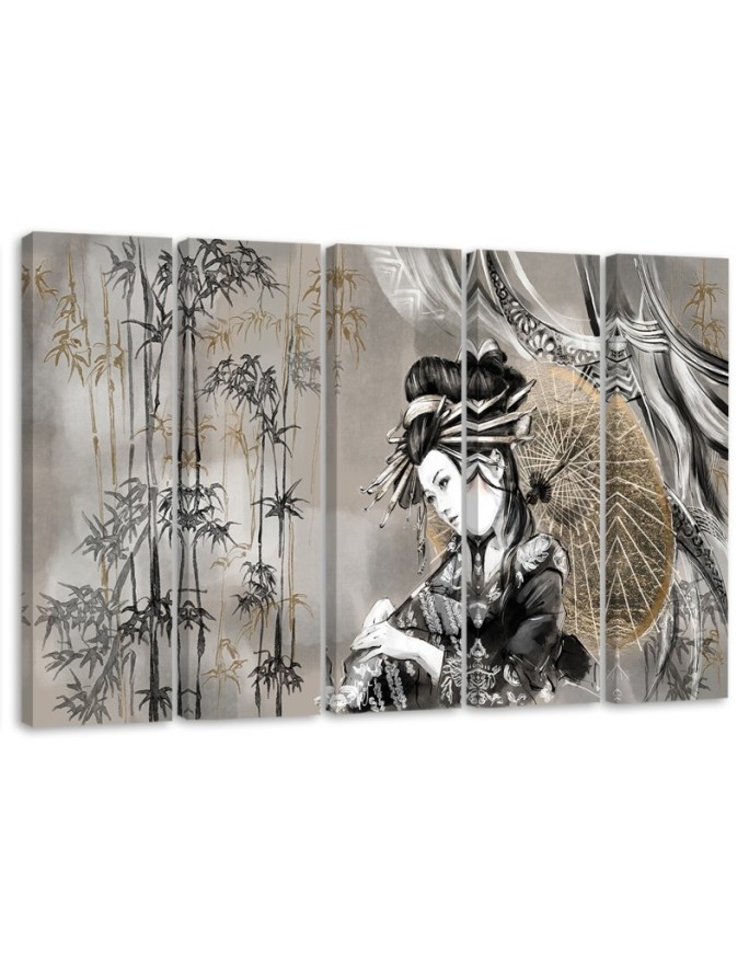 Modernes Wandbild - Geisha und Bambus | Feeby