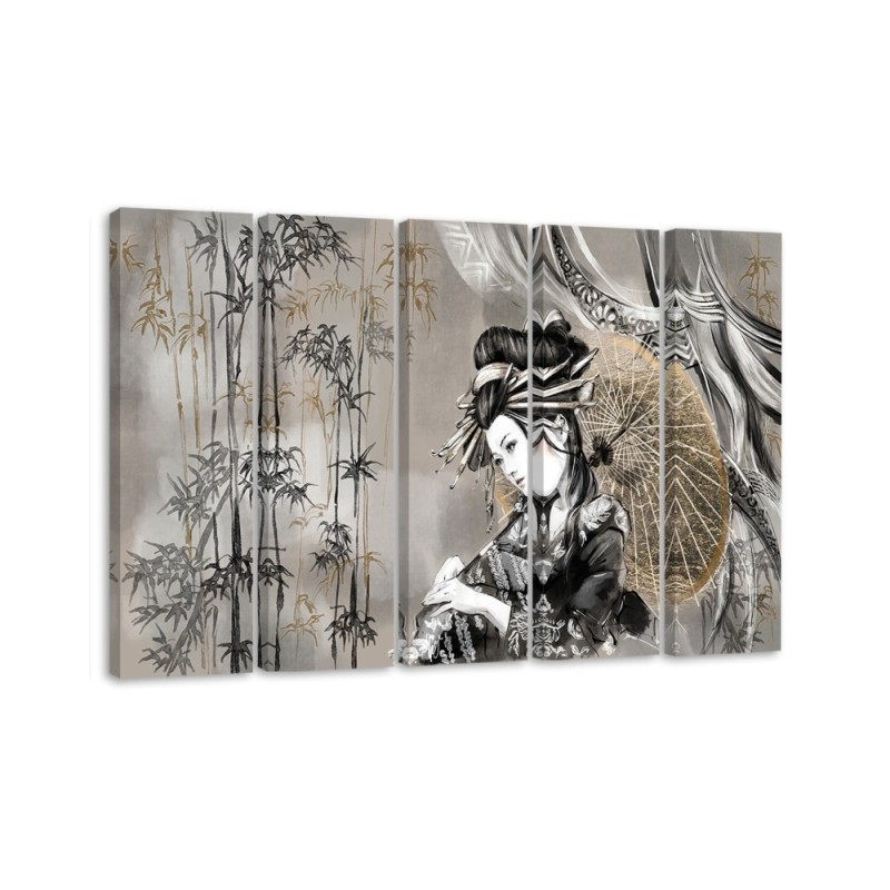 Modernes Wandbild - Geisha und Bambus | Feeby