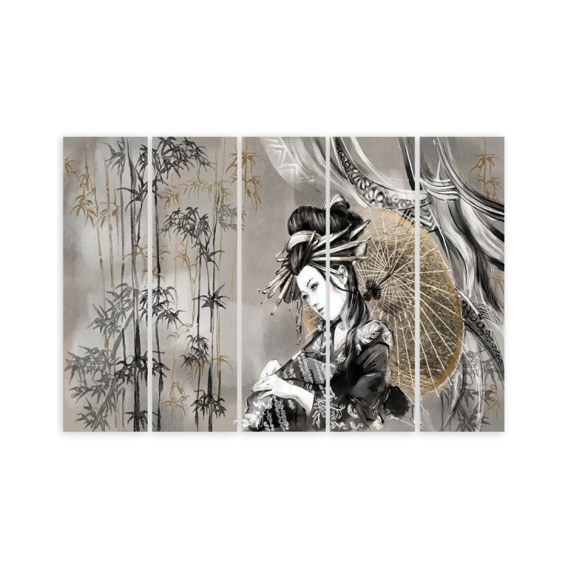 Modernes Wandbild - Geisha und Bambus | Feeby