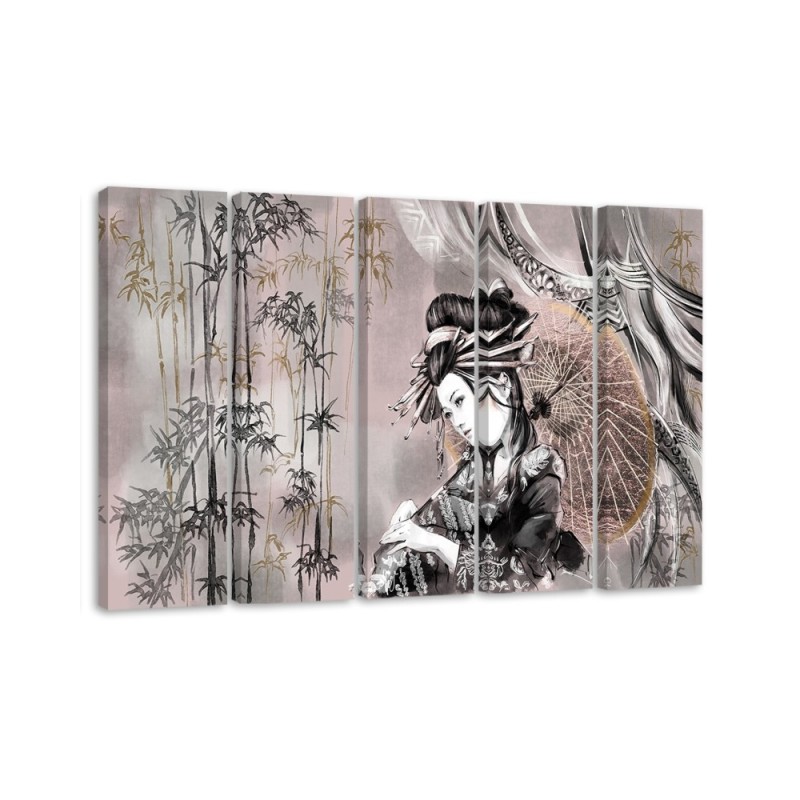 Modern painting for the bedroom - Geisha and bamboos | FEEBY