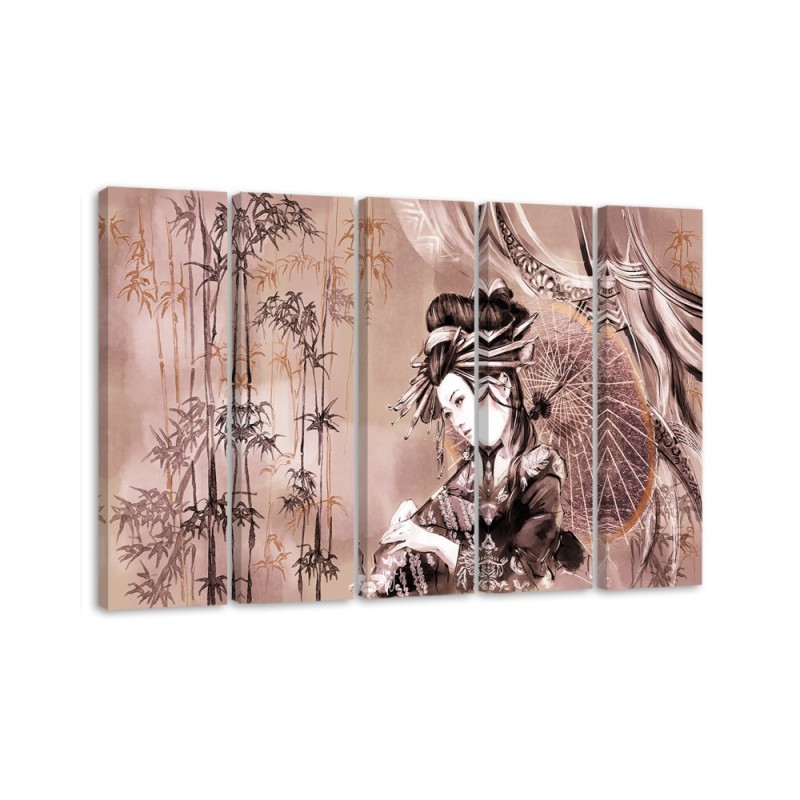 Leinwanddruck - Geisha und Bambus | Feeby