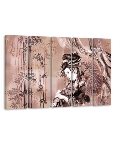 Modern painting for bedroom - Geisha and bamboos | FEEBY