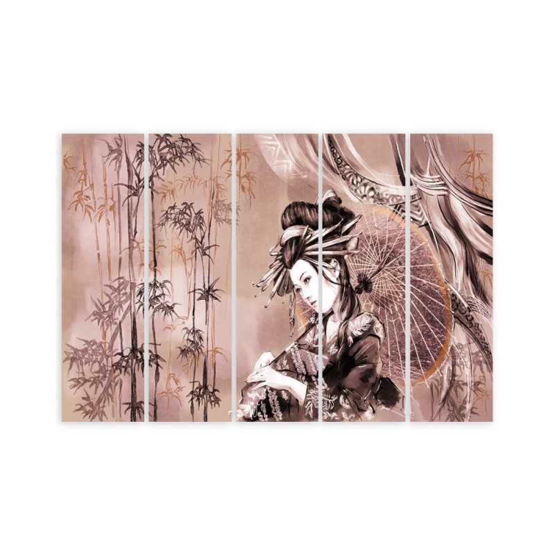 Leinwanddruck - Geisha und Bambus | Feeby
