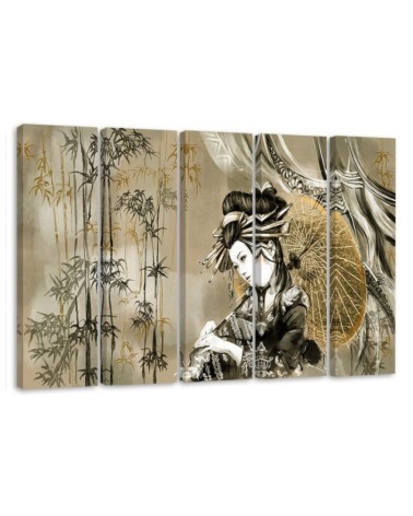 Modern painting for bedroom - Geisha and bamboos | FEEBY