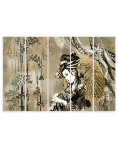Leinwandbild - Geisha und Bambus | Feeby