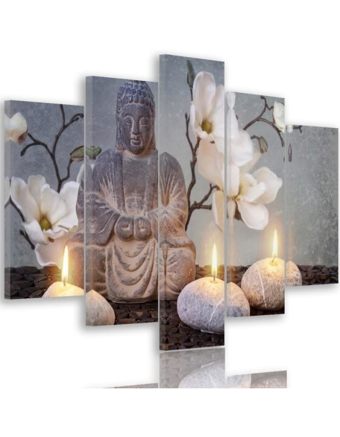 Leinwanddruck - Buddha Zen-Steine Blumen | Feeby