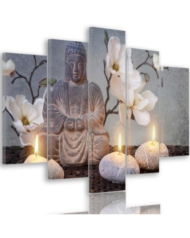 Leinwanddruck - Buddha Zen-Steine Blumen | Feeby