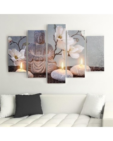 Leinwanddruck - Buddha Zen-Steine Blumen | Feeby