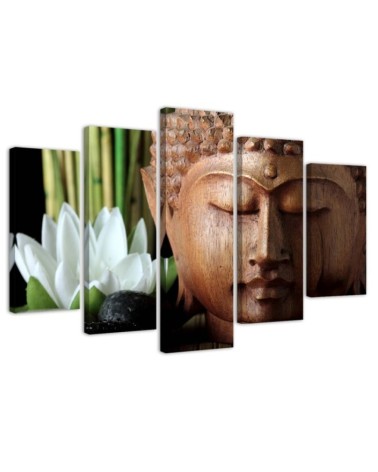 Canvas print for living room - Buddha and white flower | FEEBY