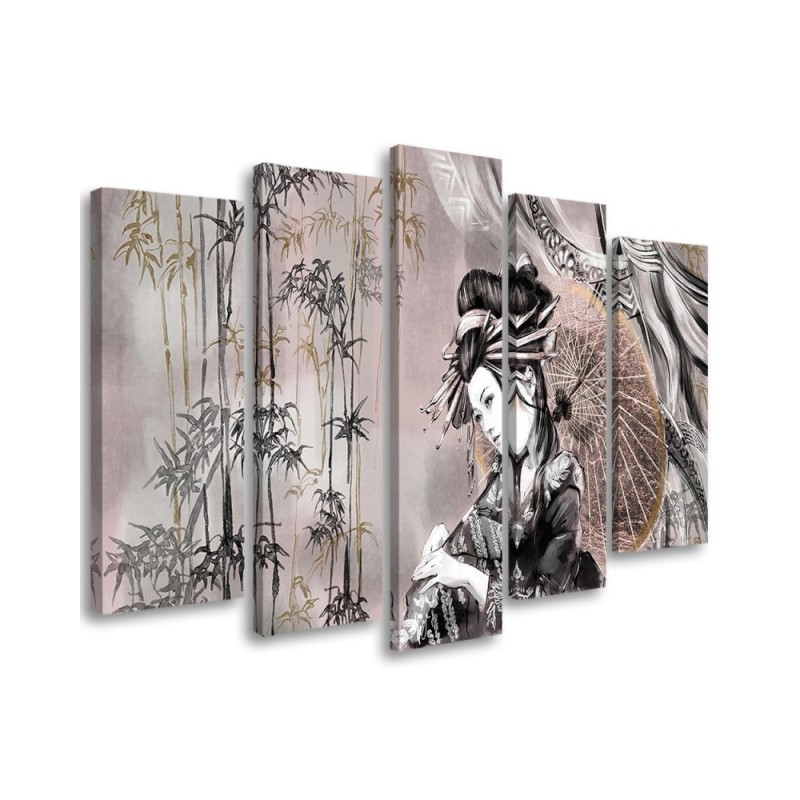 Dekoratives Leinwandbild - Geisha und Bambus | Feeby