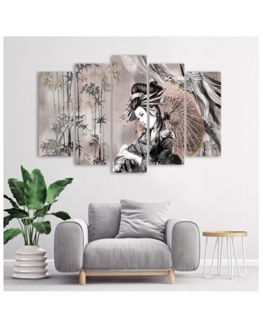 Dekoratives Leinwandbild - Geisha und Bambus | Feeby