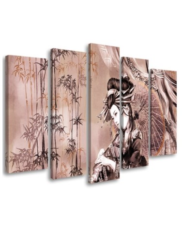 Modern painting for living room - Geisha and bamboos | FEEBY