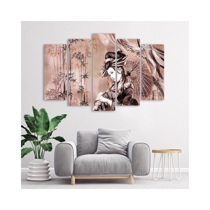 Leinwandbild - Geisha und Bambus | Feeby