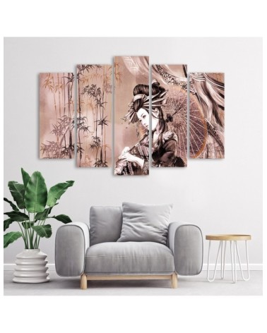 Leinwandbild - Geisha und Bambus | Feeby