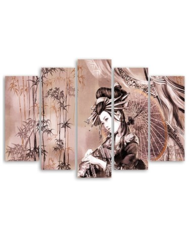 Leinwandbild - Geisha und Bambus | Feeby