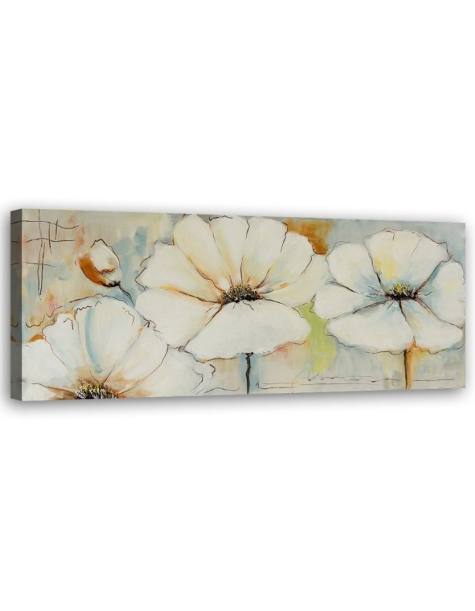 Bild auf Leinwand - Drei Blumen und eine Knospe | Feeby