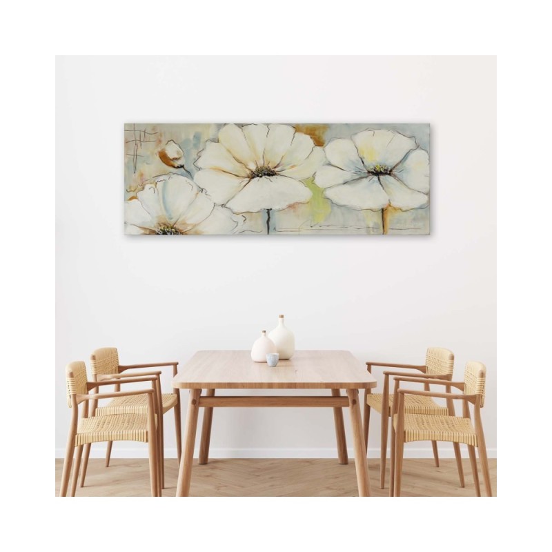 Bild auf Leinwand - Drei Blumen und eine Knospe | Feeby