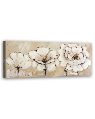 Modern painting for living room - Three white flowers | FEEBY