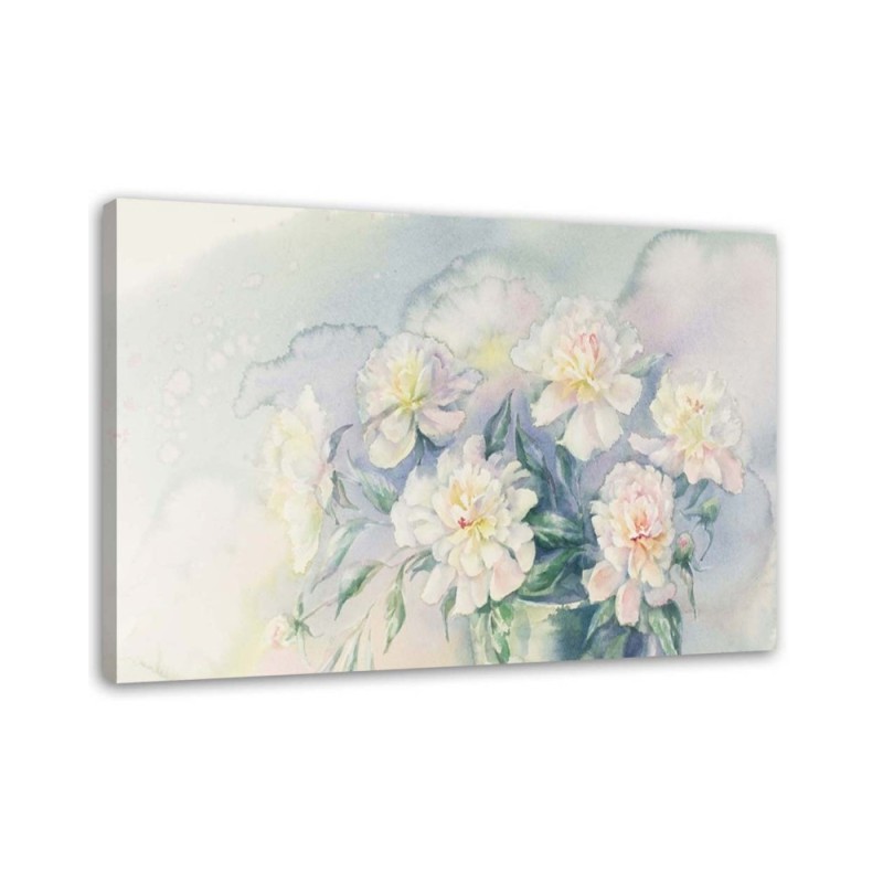 Leinwandbild - Blumenstrauß aus weißen Blumen | Feeby