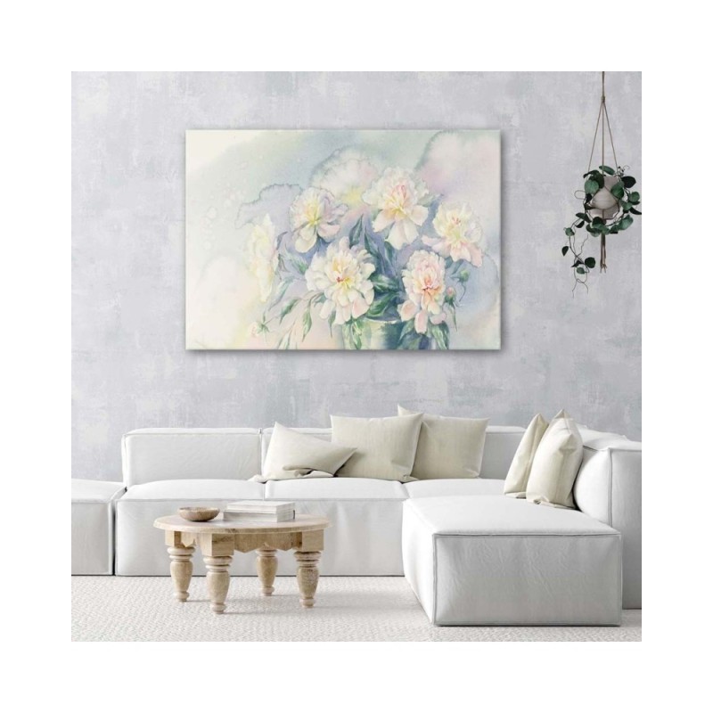 Leinwandbild - Blumenstrauß aus weißen Blumen | Feeby