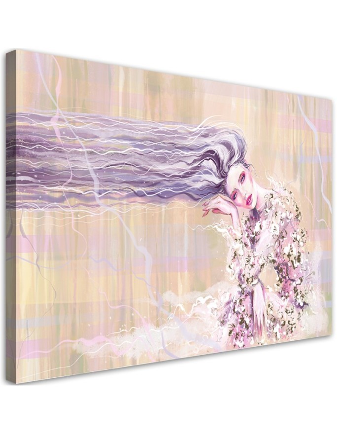 Wandbild für Wohnzimmer - Eine Frau mit langen Haaren | Feeby