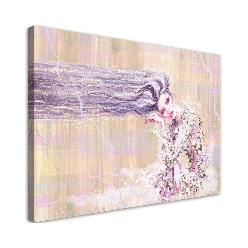 Wandbild für Wohnzimmer - Eine Frau mit langen Haaren | Feeby