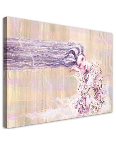 Wandbild für Wohnzimmer - Eine Frau mit langen Haaren | Feeby