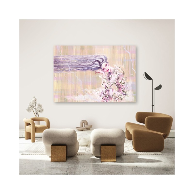 Wandbild für Wohnzimmer - Eine Frau mit langen Haaren | Feeby