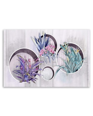 Leinwandbild modern - Quadratkisten Regale mit Blumen | Feeby