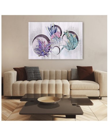 Leinwandbild modern - Quadratkisten Regale mit Blumen | Feeby