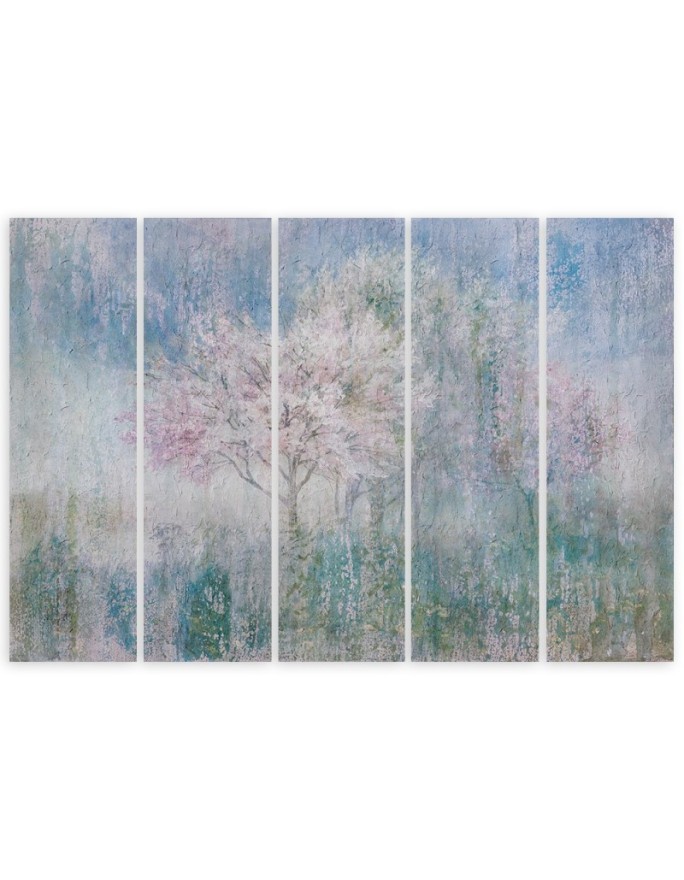 Tree in a meadow abstract - Wall art painting for living room | FEEBY