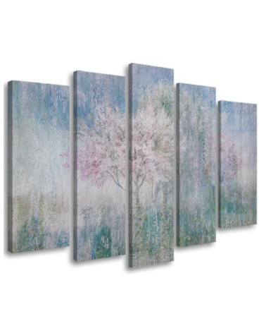 Flowering tree in a meadow old and dirty - 5-piece painting | FEEBY