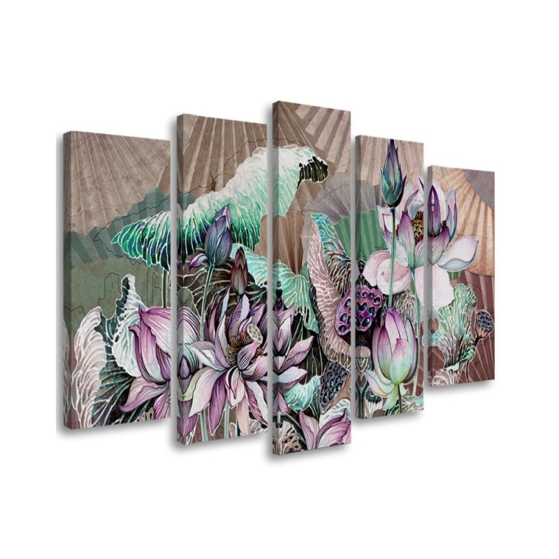 Dekoratives Leinwandbild - Heilige Lotos und Fanter | Feeby