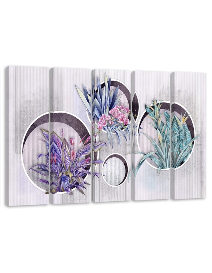 Modernes Wandbild - Quadratkisten Regale mit Blumen | Feeby