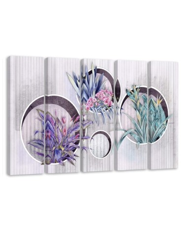 Square boxes shelves with flowers - Canvas painting | FEEBY