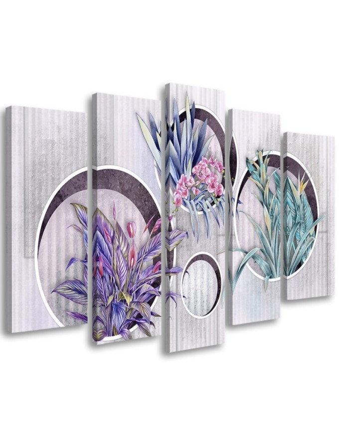 Leinwandbild - Quadratkisten Regale mit Blumen | Feeby