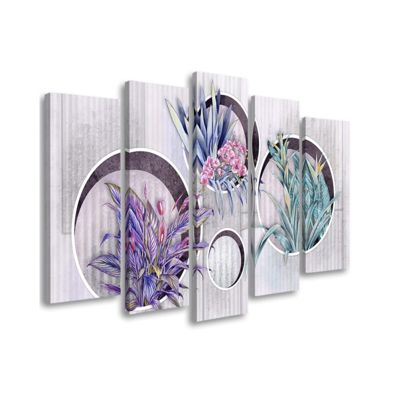 Leinwandbild - Quadratkisten Regale mit Blumen | Feeby