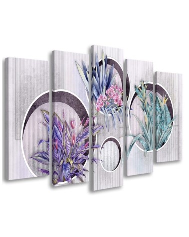 Leinwandbild - Quadratkisten Regale mit Blumen | Feeby