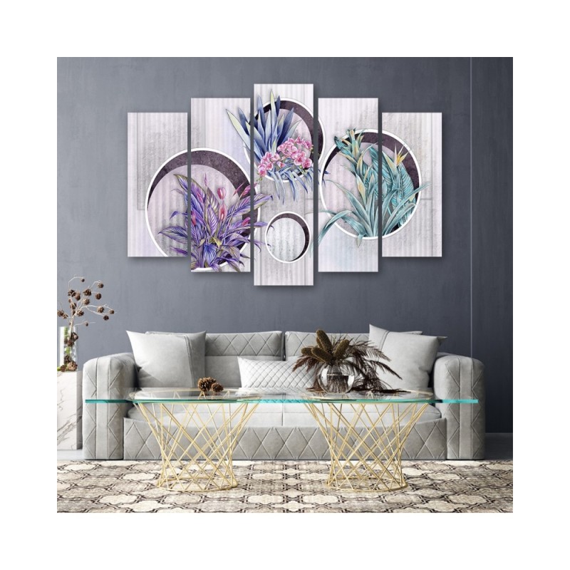 Leinwandbild - Quadratkisten Regale mit Blumen | Feeby