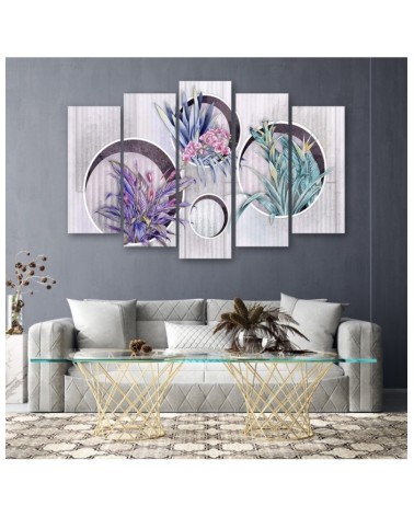 Leinwandbild - Quadratkisten Regale mit Blumen | Feeby